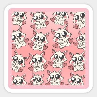 Cute cats as pattern in pink and rose Sticker